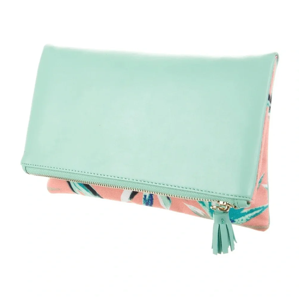 NWT Rachel Pally Leather Fold-In Flap Clutch
